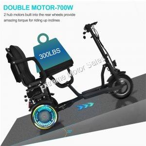 MotoTec Folding Mobility Electric Trike 48v 700w Dual Motor Lithium