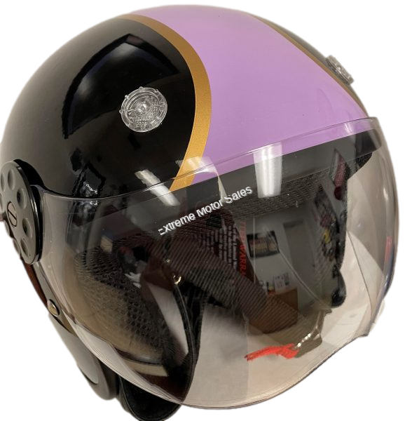 HCI-15-600 Open Face Helmet White/Red Stripe, Electric Avenue